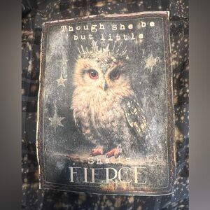 NWOT Angry Minnow Owl Graphic Flannel